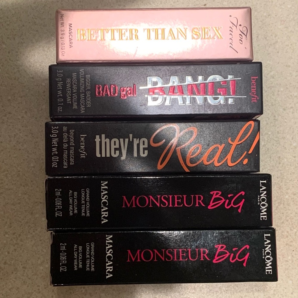 5 mascaras. Lancôme. Benefit. Too Faced.